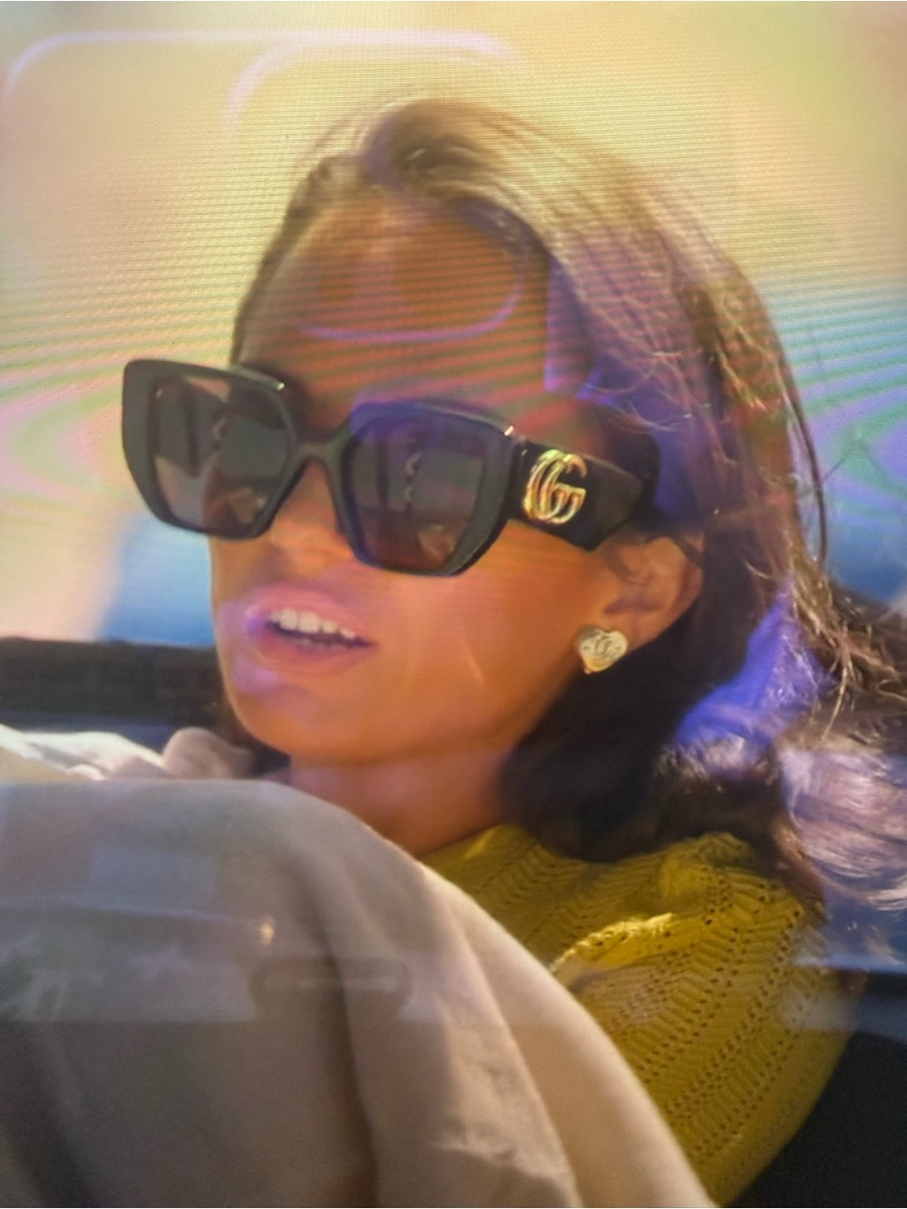 Gucci Black Square Logo-Arm Sunglasses